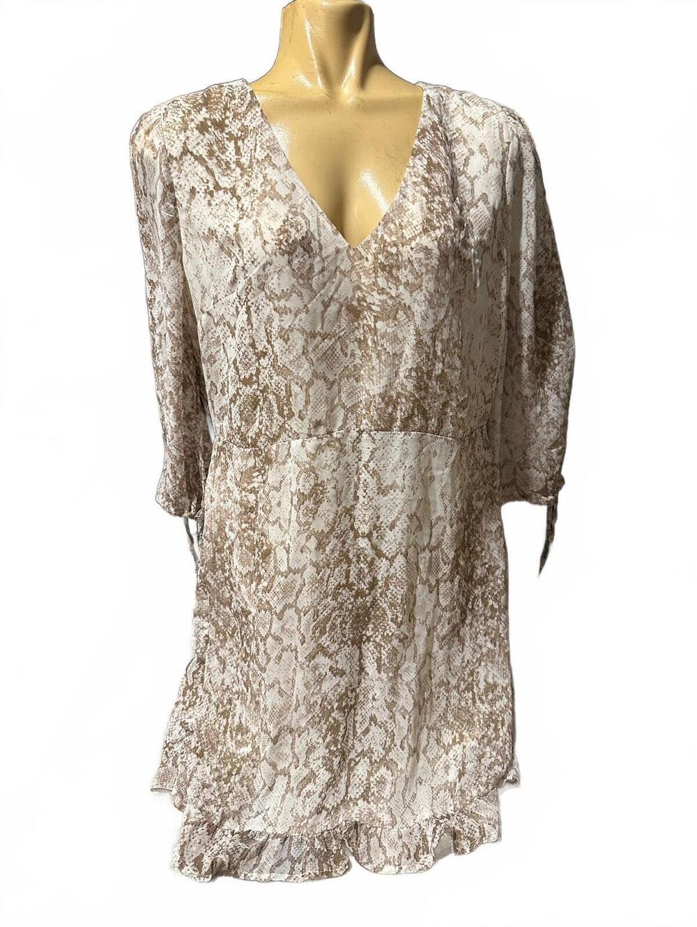 Sadie & Sage Beige Snake Print Dress Size Large